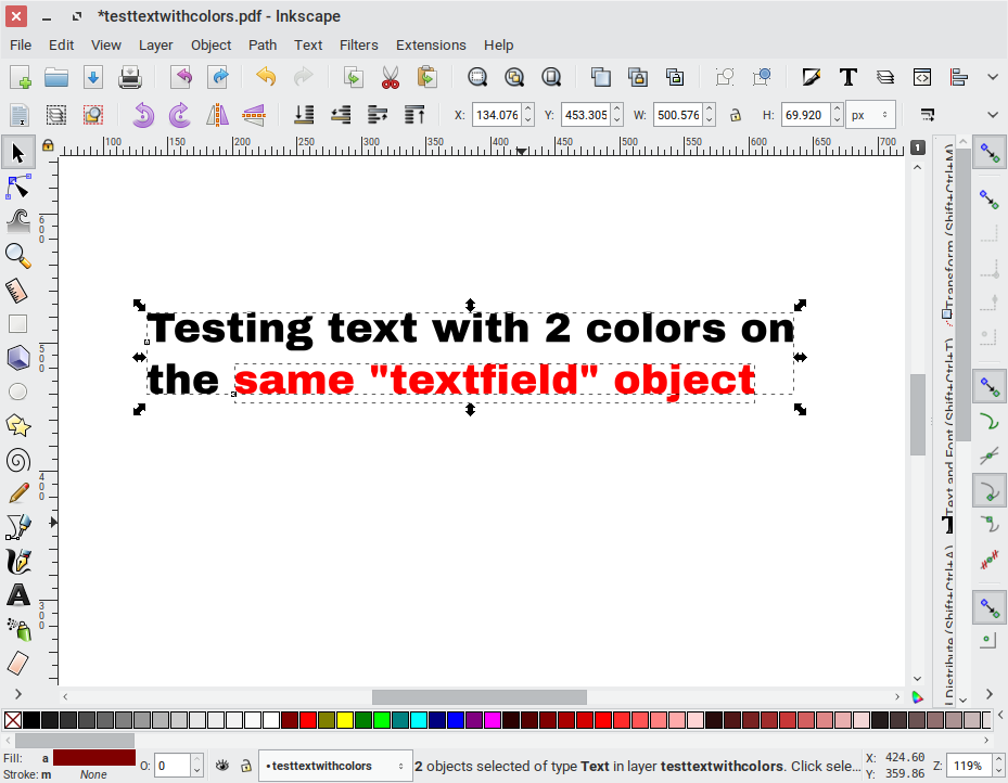 Inkscape edit pdf text